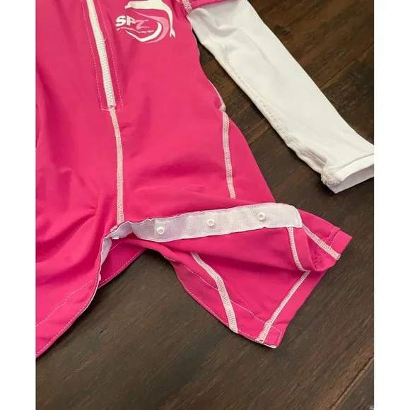 Sun Skinz Toddler Pink Hooded One-Piece Swim Swimsuit UPF 50+ Long Sleeve 2 2T